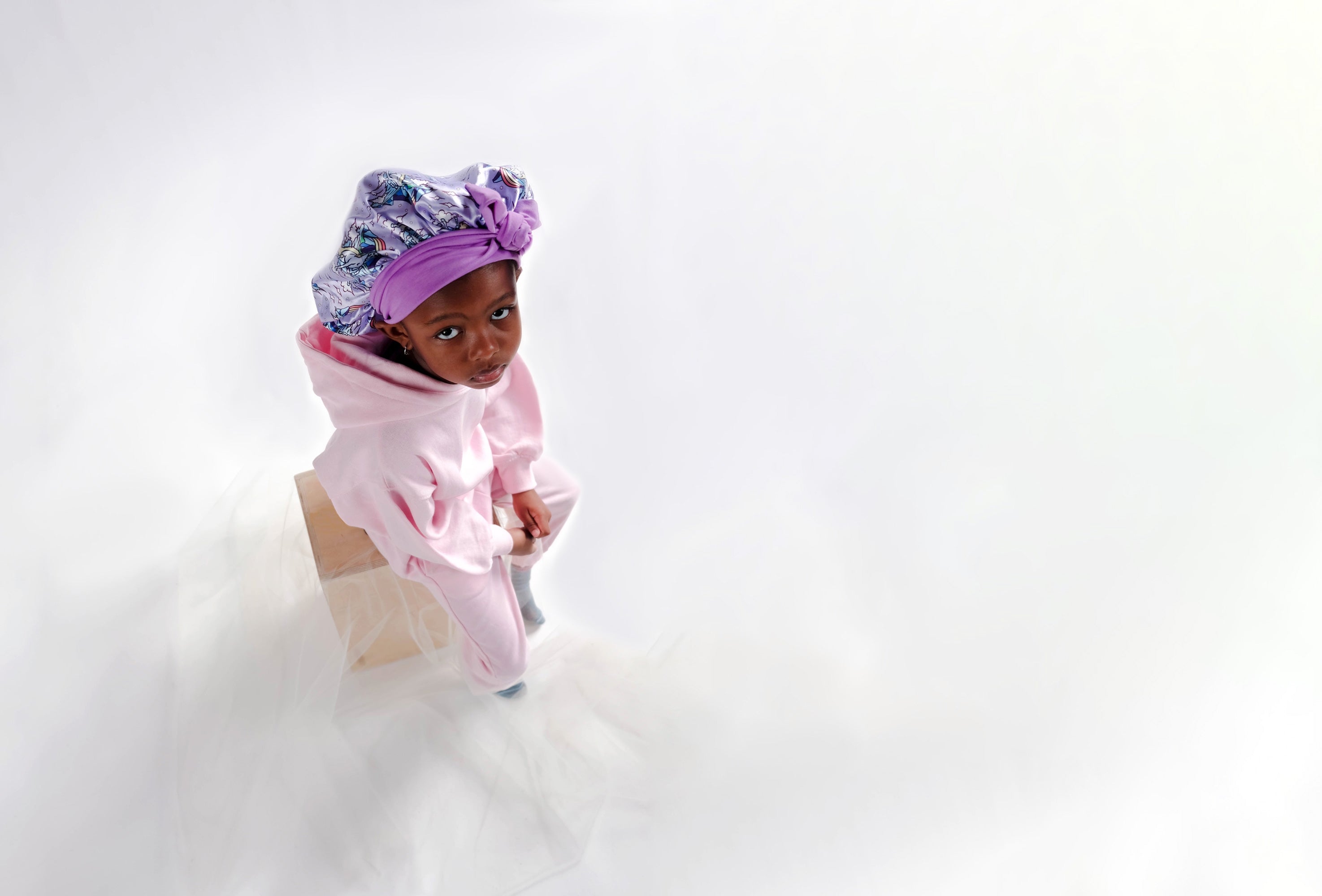 Children's Purple Satin Bonnet