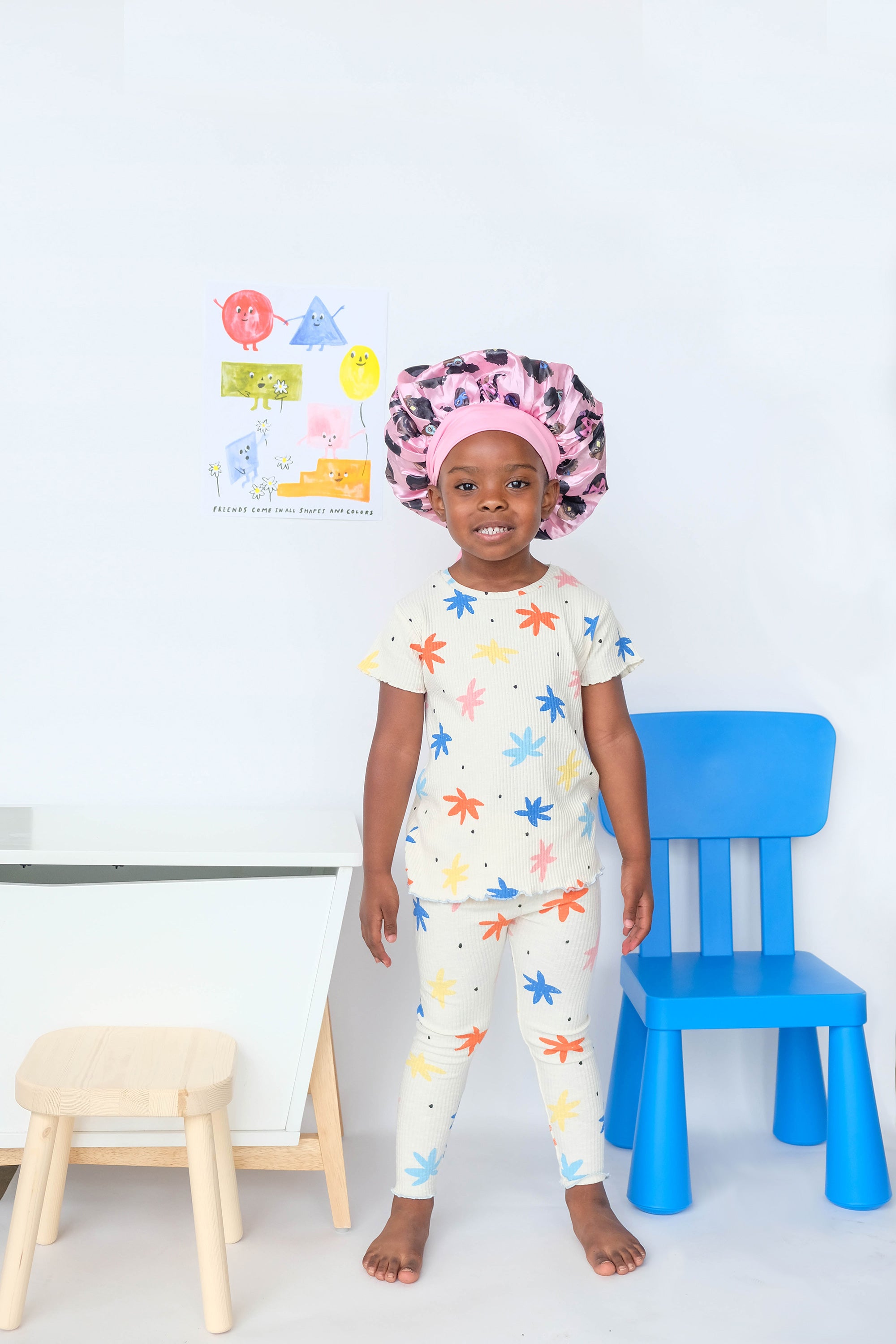 Children's Pink Bonnet with Superheroes