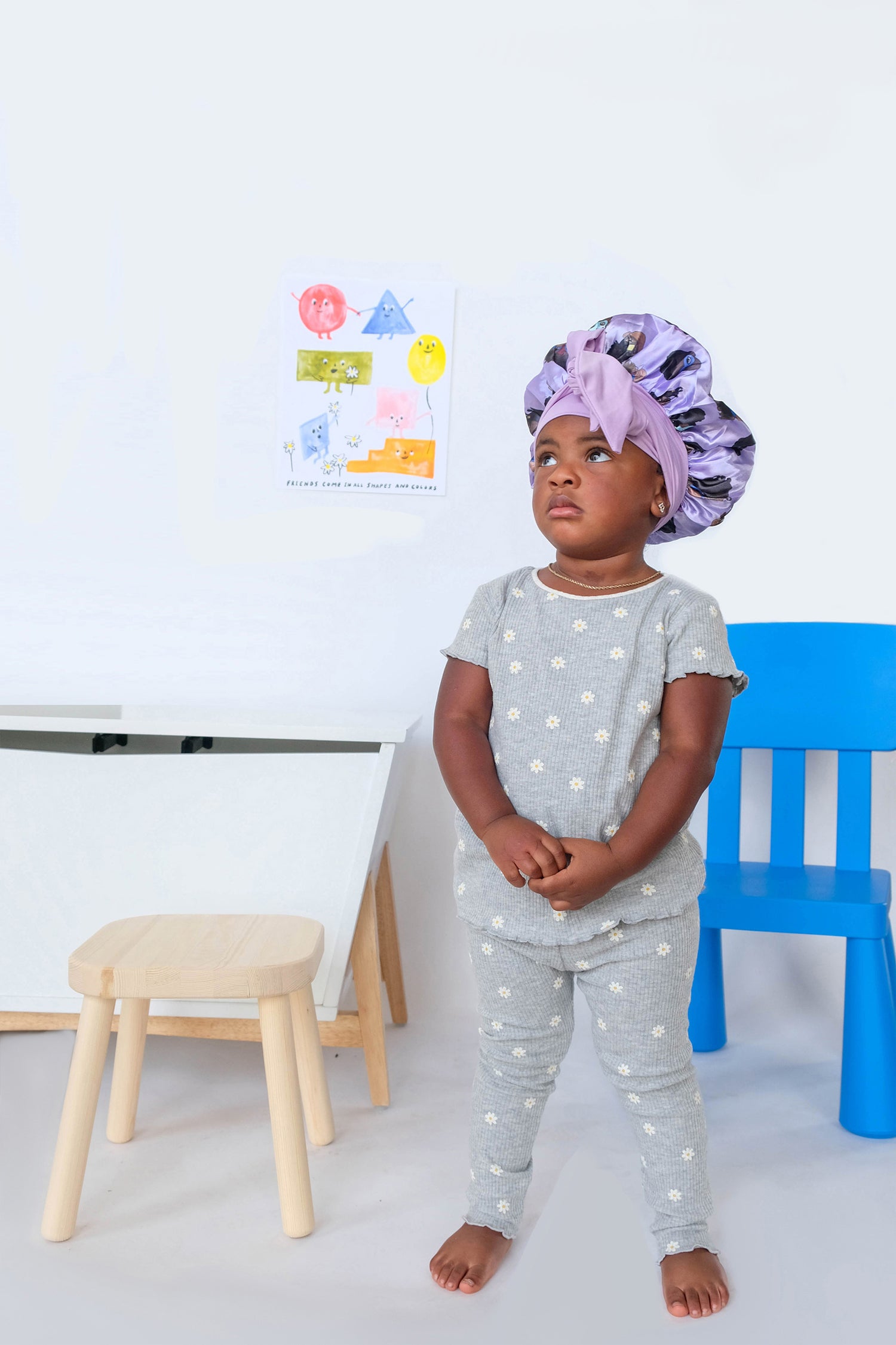 Children's Purple Bonnet with Superheroes